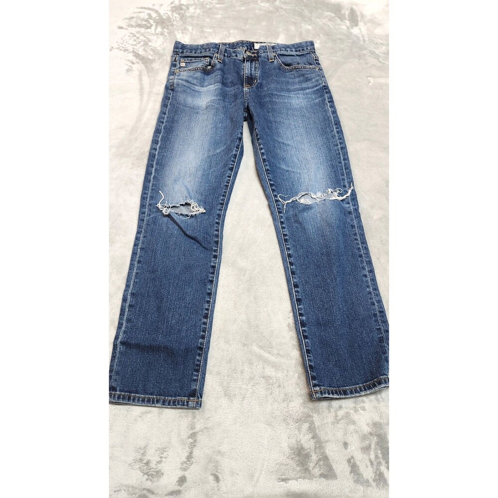 AG Adriano Goldschmied Womens 28 R‎ Blue Distressed Jeans